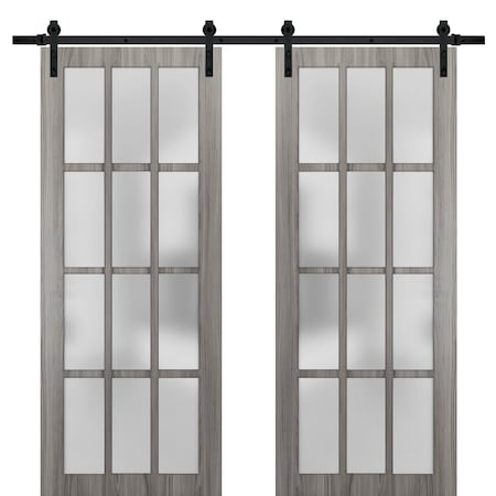 Sartodoors Double Barn Interior Door, 72" x 84", Gray FELICIA3312DB-GA-7284